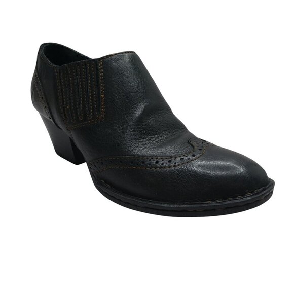 Born Black Leather Western Ankle Boots Shooties Womens 8 - Picture 1 of 14